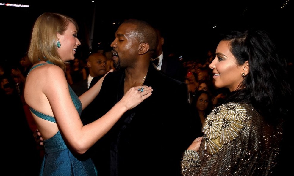 Taylor Swift, Kanye West i Kim Kardashian na Grammyjima, 2015.