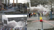 [VIDEO, FOTO] Srušena dva velika dimnjaka u sisačkoj željezari, evo kako je to izgledalo