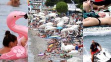 [FOTO/VIDEO] Čovjek na čovjeku, toplinskom valu i koroni unatoč: Ovako danas izgleda plaža u Vodicama