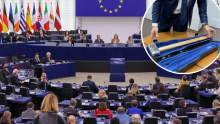 [FOTO/VIDEO] Šef ruske paravojske Wagner u Europski parlament poslao krvavi malj, zapakirao ga je u kutiju za violinu