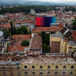 Zagreb: Pogled iz zraka na mjesto gdje se urušio dio zgrade u Klaićevoj ulici