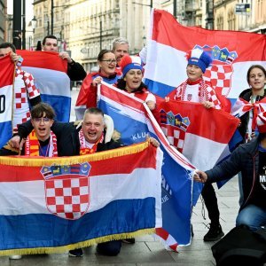 Cardiff, 15.10.2023 - Nogomet: Hrvatski navijači pred utakmicu Wales - Hrvatska