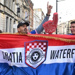 Cardiff, 15.10.2023 - Nogomet: Hrvatski navijači pred utakmicu Wales - Hrvatska