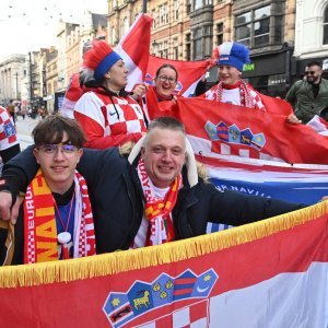 Cardiff, 15.10.2023 - Nogomet: Hrvatski navijači pred utakmicu Wales - Hrvatska