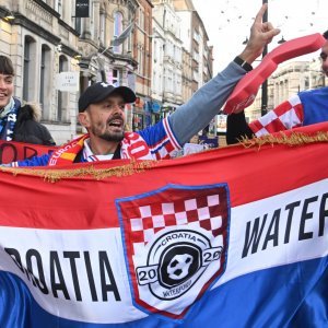 Cardiff, 15.10.2023 - Nogomet: Hrvatski navijači pred utakmicu Wales - Hrvatska