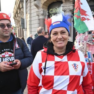 Cardiff, 15.10.2023 - Nogomet: Hrvatski navijači pred utakmicu Wales - Hrvatska