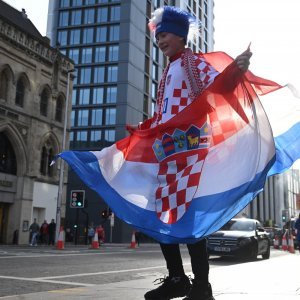 Cardiff, 15.10.2023 - Nogomet: Hrvatski navijači pred utakmicu Wales - Hrvatska