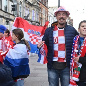 Cardiff, 15.10.2023 - Nogomet: Hrvatski navijači pred utakmicu Wales - Hrvatska