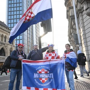 Cardiff, 15.10.2023 - Nogomet: Hrvatski navijači pred utakmicu Wales - Hrvatska