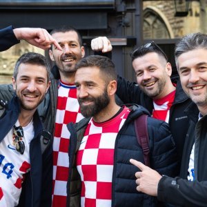 Cardiff, 15.10.2023 - Nogomet: Hrvatski navijači pred utakmicu Wales - Hrvatska