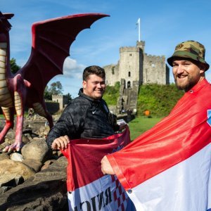 Cardiff, 15.10.2023 - Nogomet: Hrvatski navijači pred utakmicu Wales - Hrvatska