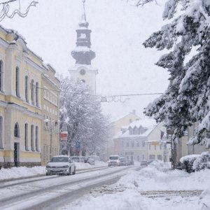 Gospić prekriven snijegom