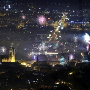 Novogodišnji vatromet nad Zagrebom, pogled s Medvednice