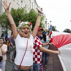 Navijači u Nižnji Novgorodu prije utakmice s Danskom