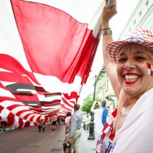 Navijači u Nižnji Novgorodu prije utakmice s Danskom