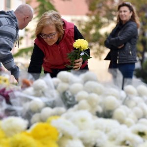 Od ranog jutra građani Šibenika kupuju cvijeće prije odlaska na groblje