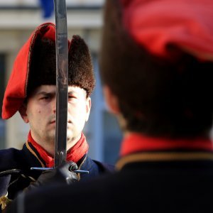 Novogodišnja smjena straže vojno povijesne postrojbe Počasne satnije Kravat pukovnije