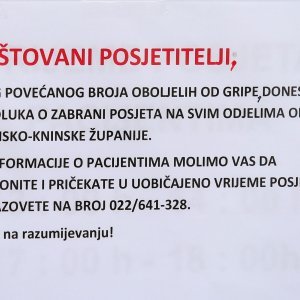 Šibenska bolnica zabranila posjete svim odjelima zbog sezone gripe