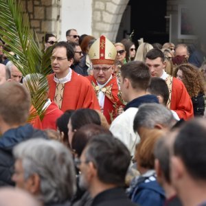 Šibenik: Biskup Tomislav Rogić u procesiji na Cvjetnicu blagoslovio maslinove grančice