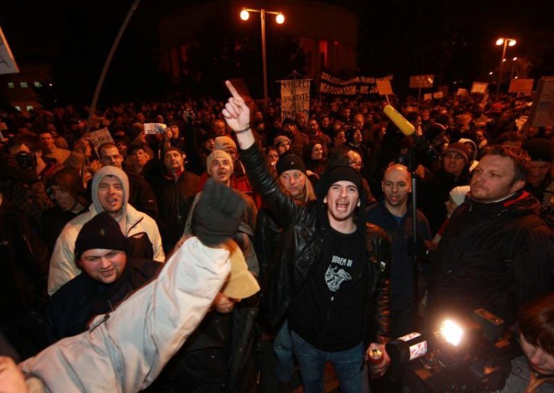 Anti-government demonstrators march through Zagreb