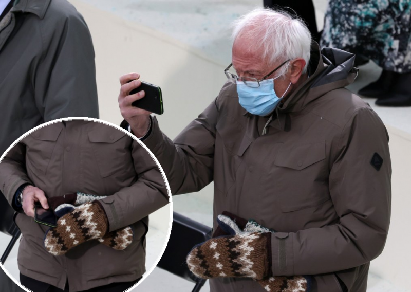 Internet poludio: Sve skupocjene toalete na inauguraciji zasjenio je Bernie Sanders sa svojim recikliranim rukavicama