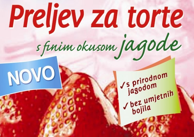 Preljev za torte s prirodnim okusom jagoda i bez umjetnih bojila