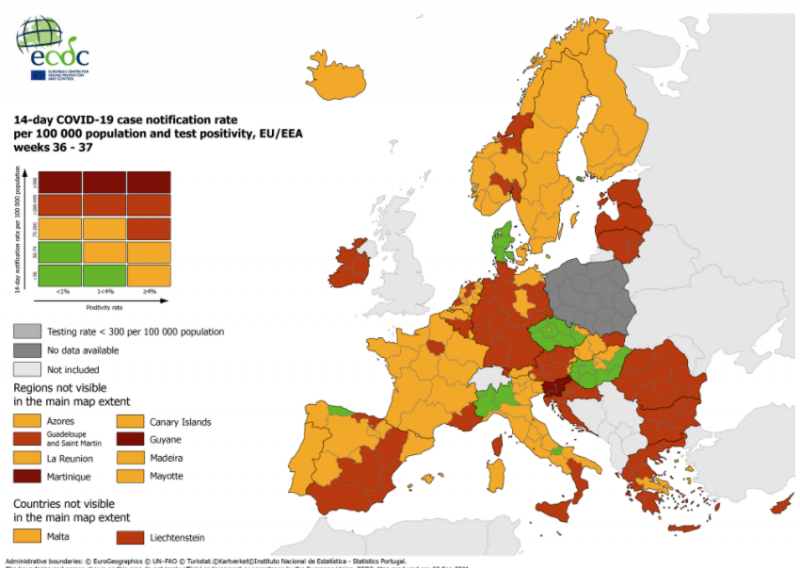 Cijela Hrvatska ostala u crvenom i na novoj korona-karti ECDC-a. Najgore je u Sloveniji