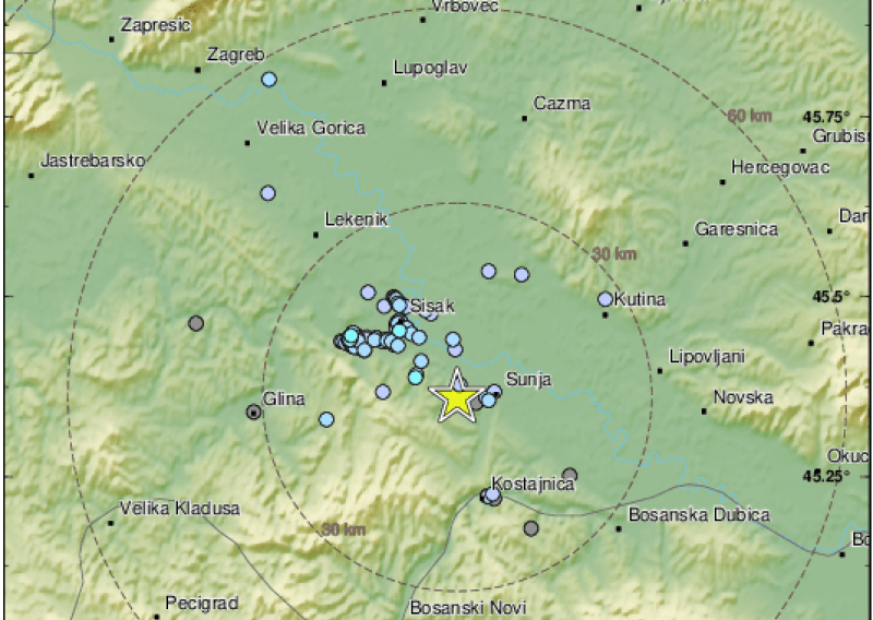 Potres od 2,4 po Richteru jugoistočno od Siska