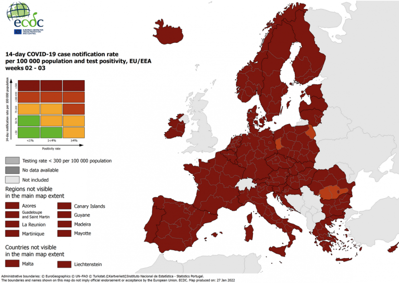 ECDC objavio novu korona kartu. Gotovo cijela Europa u istoj boji