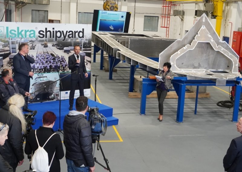 [FOTO] U šibenskom brodogradilištu Iskra položena prva kobilica za šest brzih brodova buduće hitne pomorske službe
