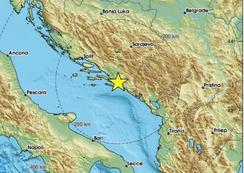 Umjereni potres jutros na jugu Hrvatske; 3.3 po Richteru na Korčuli