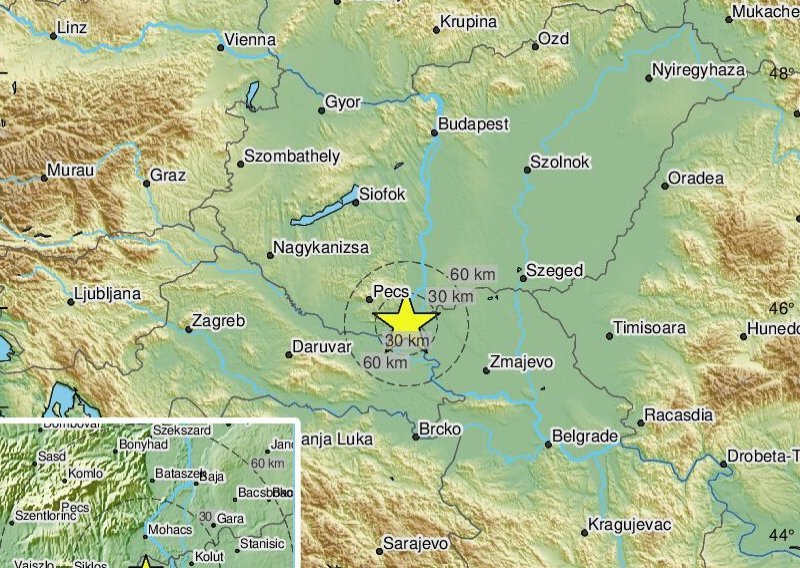 Potres jačine 3,4 po Richteru u Baranji, podrhtavanje tla osjetili stanovnici Osijeka i okolice