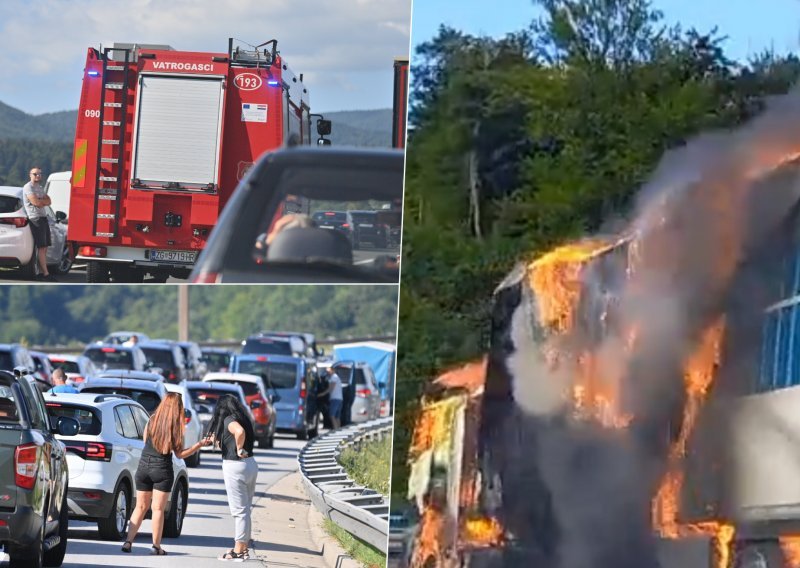 Zapalio se kamion na A1: Kilometarska kolona, vozi se jednim trakom