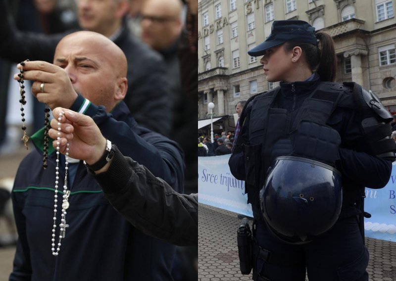 Molitelji na trgovima: Sve puno interventne policije, protuprosvjednici vježbaju jogu