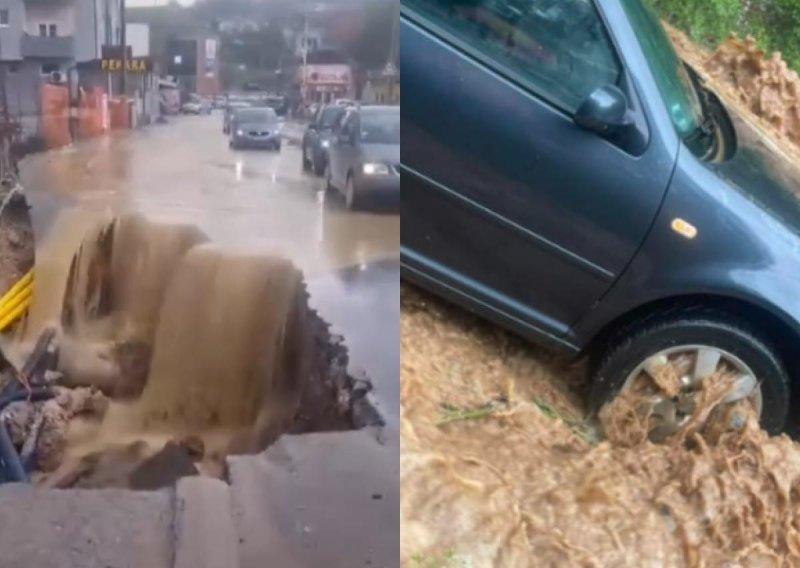 Apokaliptični prizori u Srbiji: Auti zarobljeni u vodi, urušila se cesta, izlila se kanalizacija...