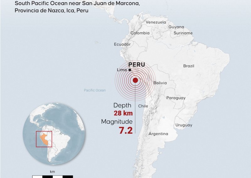 Snažan potres pogodio jug Perua, osam ozlijeđenih