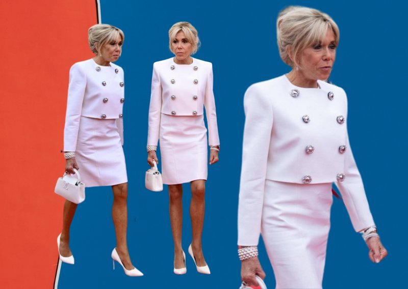 Dominirala u bijelom: Brigitte Macron istaknula noge u elegantnom kompletu