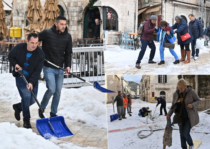 Pogledajte kako izgleda Stradun nakon što ga je prekrila velika količina leda