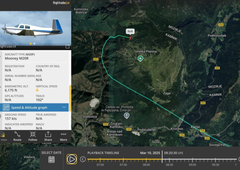 Pronađeni dijelovi aviona na području Velike planine koji je navodno poletio iz Zagreba