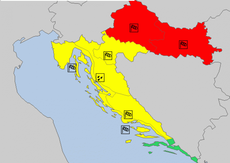 DHMZ izdao najveći stupanj upozorenja za unutrašnjost zemlje!