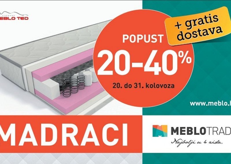 Meblo madraci uz 20-40% popusta uz besplatnu dostavu