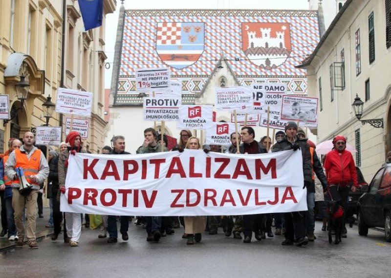 Prosvjed Radničke fronte protiv privatizacije Imunološkog zavoda