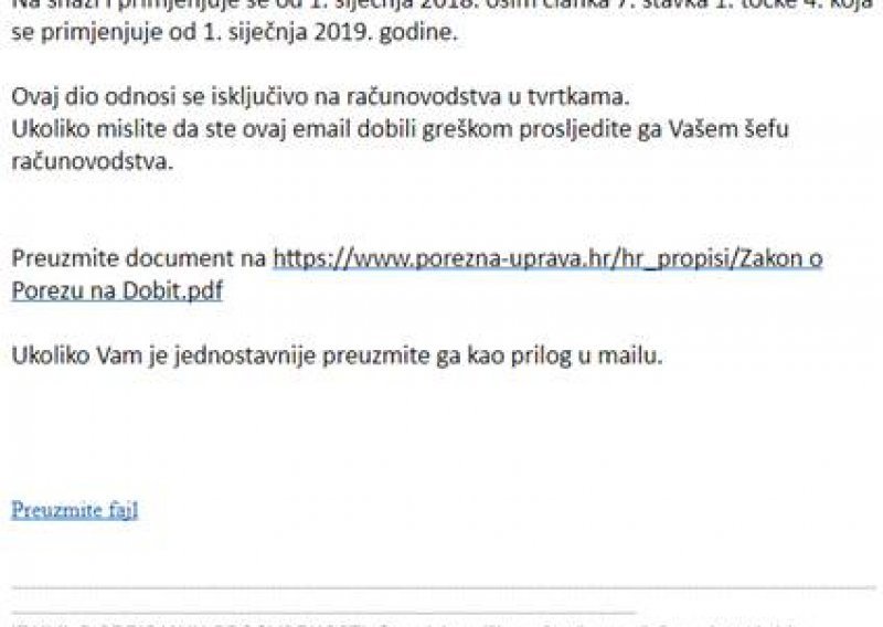 Ne nasjedajte na ovaj lažni mail iz porezne, mogli biste ostati bez podataka