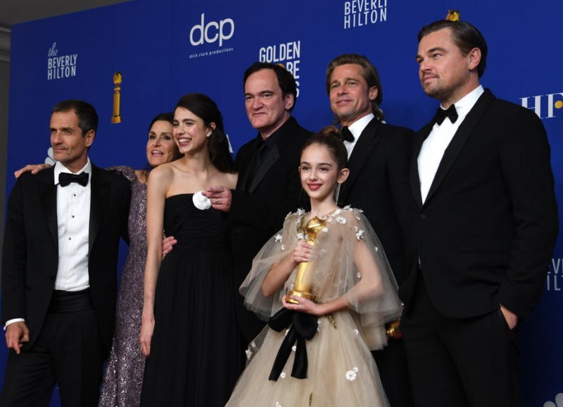 David Heyman, Shannon McIntosh, Margaret Qualley, Quentin Tarantino, Brad Pitt, Julia Butters i Leonardo DiCaprio