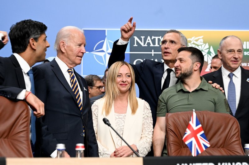 Rishi Sunak, Joe Biden, Giorgia Meloni, Jens Stoltenberg, Volodimir Zelenski