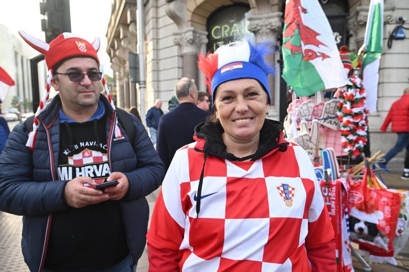 Cardiff, 15.10.2023 - Nogomet: Hrvatski navijači pred utakmicu Wales - Hrvatska