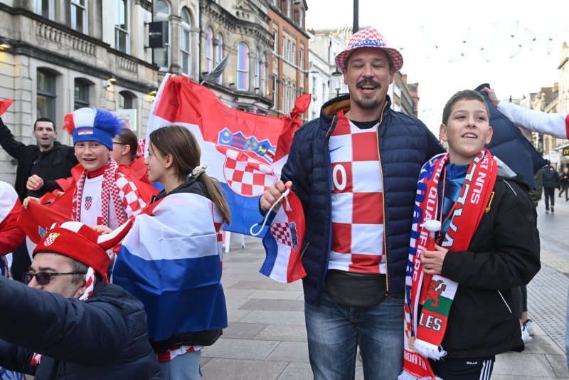 Cardiff, 15.10.2023 - Nogomet: Hrvatski navijači pred utakmicu Wales - Hrvatska