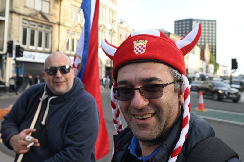 Cardiff, 15.10.2023 - Nogomet: Hrvatski navijači pred utakmicu Wales - Hrvatska