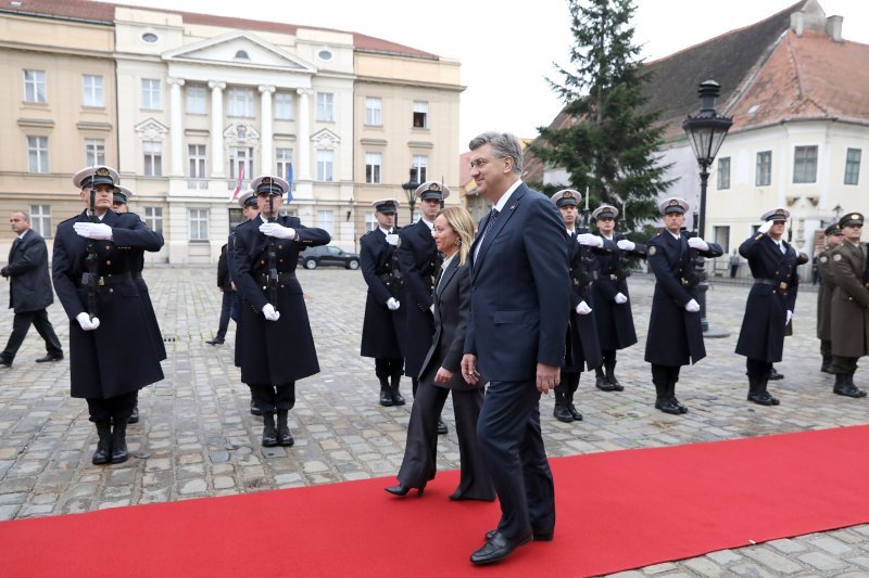 Andrej Plenković i Giorgia Meloni u Banskim dvorima