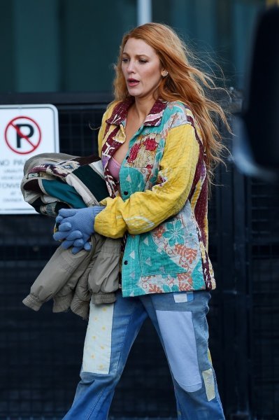 Blake Lively na setu filma 'It Ends with Us'